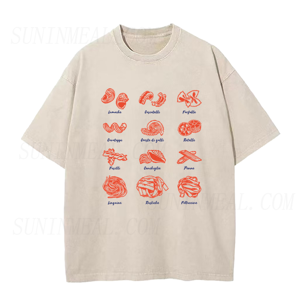 Pasta Varieties Chart Graphic Unisex Tee