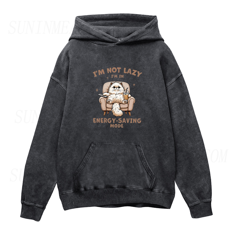 Funny Energy Saving Mode Cat Unisex Hoodie