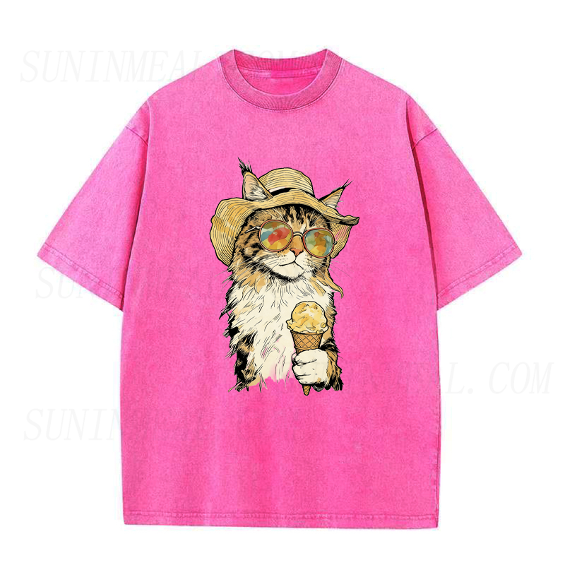 Cat Eating Ice Cream Unisex Tee