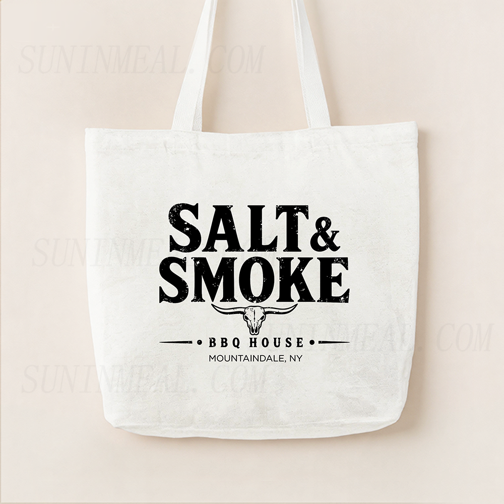 Salt & Smoke BBQ House Longhorn Skull Canvas Tote Bag