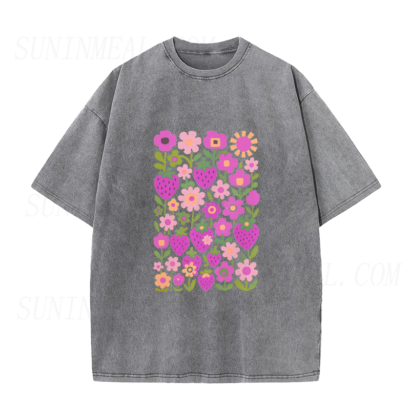 Strawberry Floral Unisex Tee