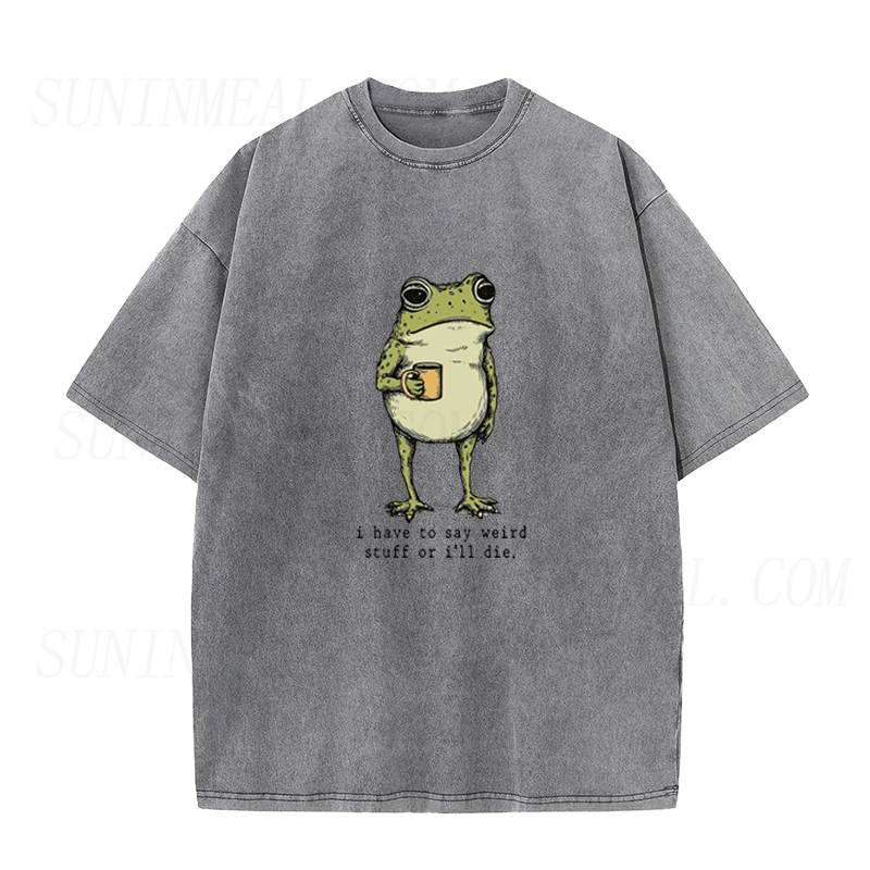 I Have to Say Weird Stuff Or I'll Die Frog Drinking Coffee Unisex Tee