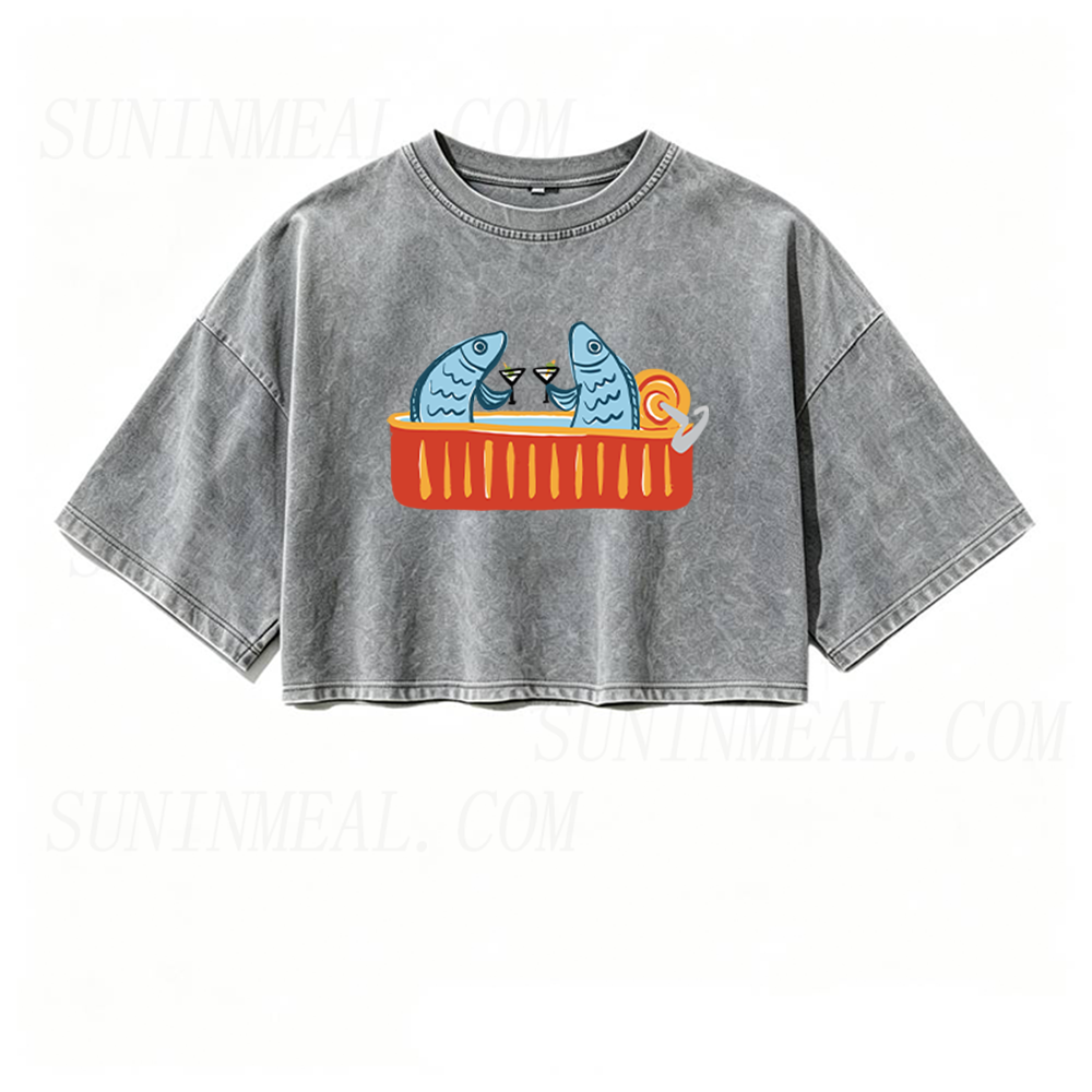 Martini Sardine Oversized Crop Tee