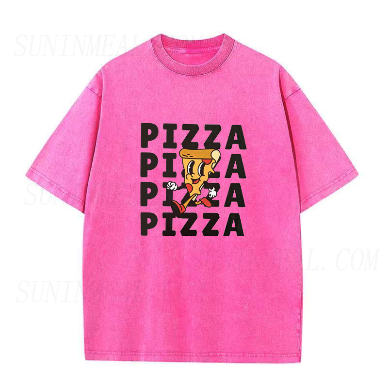 Walking Cartoon Pizza Slice Unisex Tee