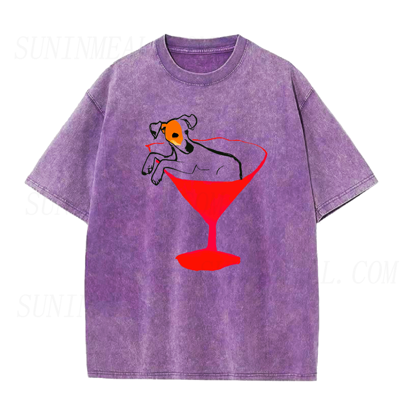 Jack Russell Dog with Red Martini unisex Tee