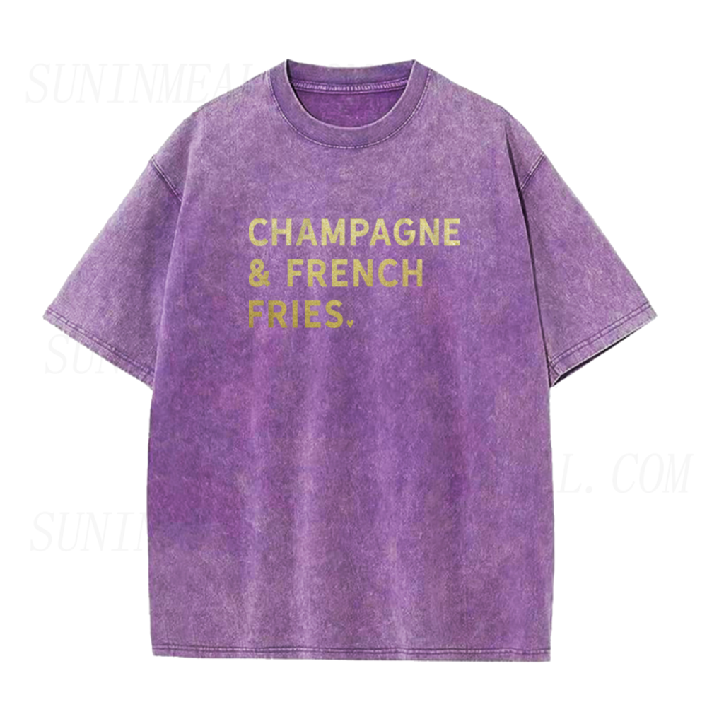 Retro Champagne & French Fries Unisex Tee