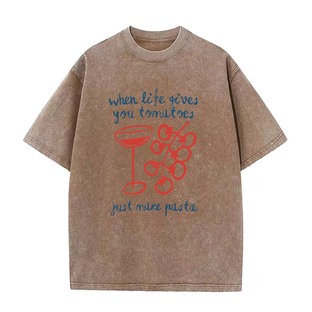 人生がトマトを与えてくれたらパスタを作ろう ユニセックスTシャツ