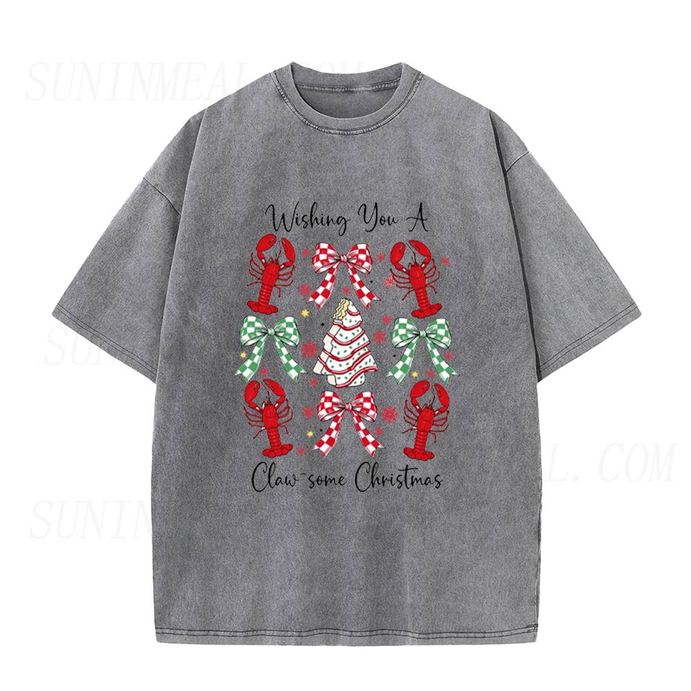 Claw-some Christmas Lobster Coquette Bow Unisex Tee
