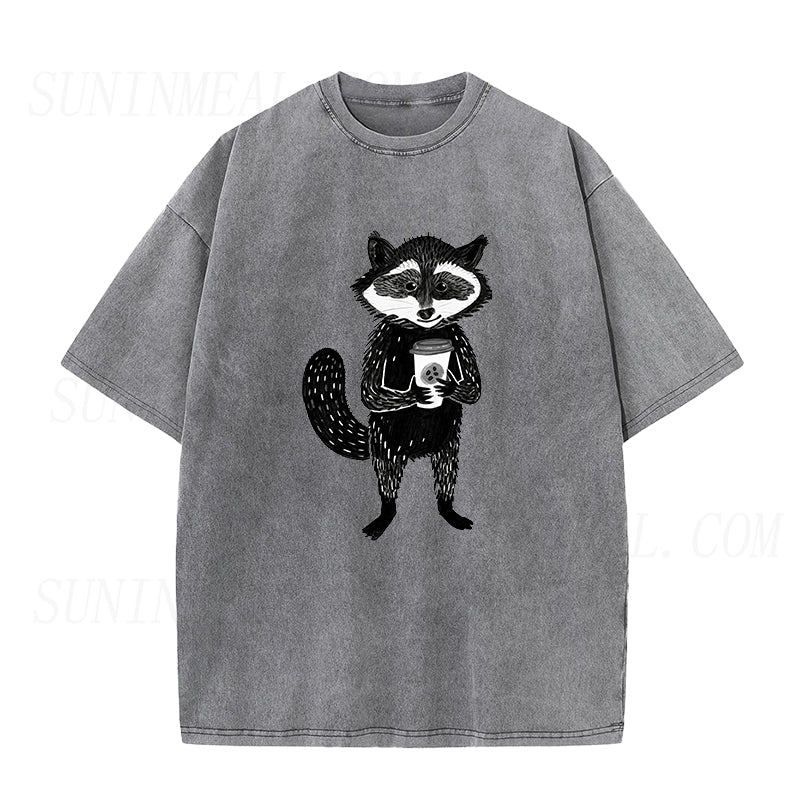Raccoon with Coffee Unisex Tee