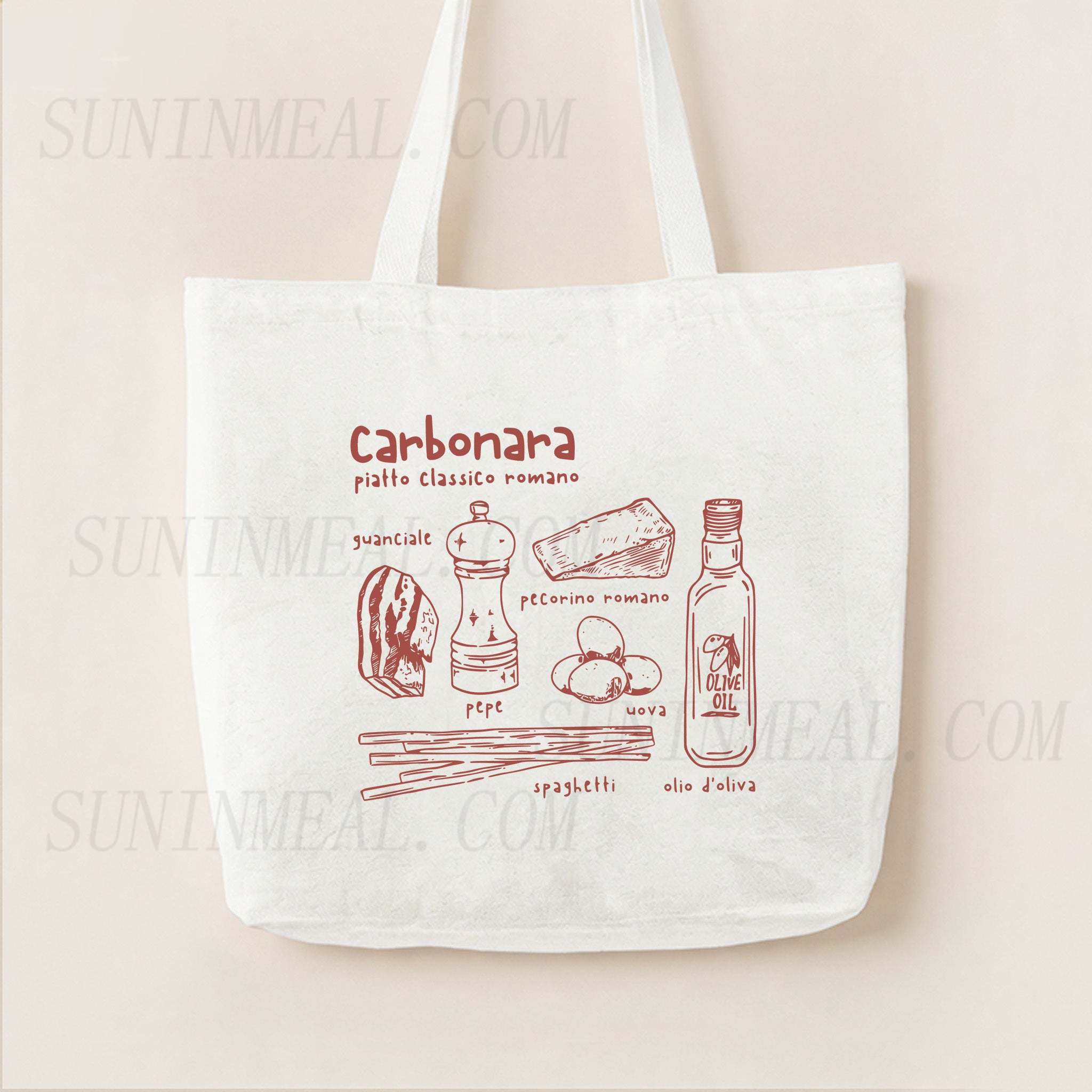 Carbonara Roma Pasta Canvas Tote Bag