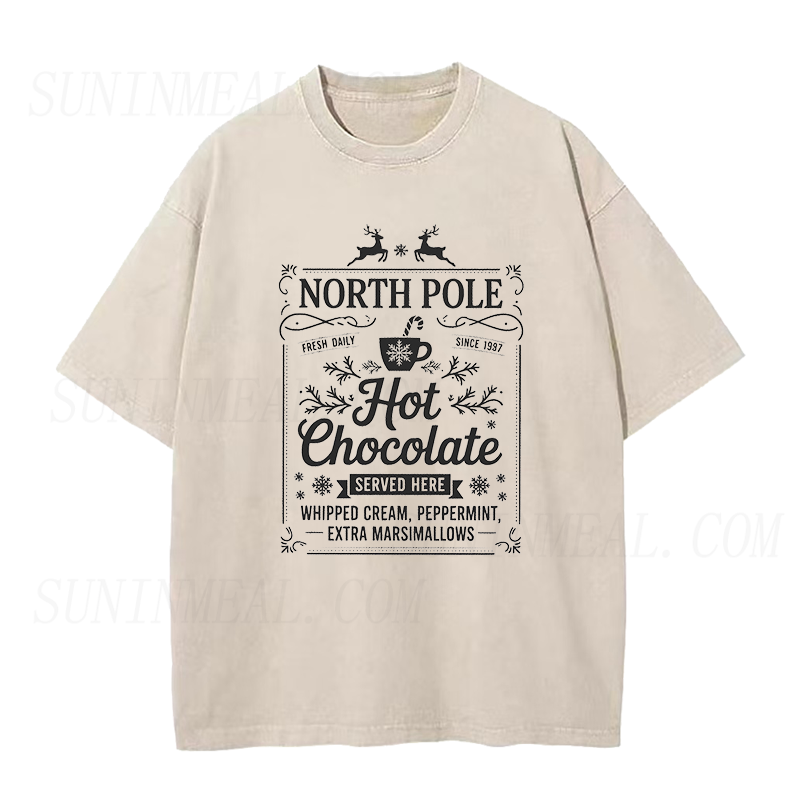 North Pole Hot Chocolate Christmas Unisex Tee