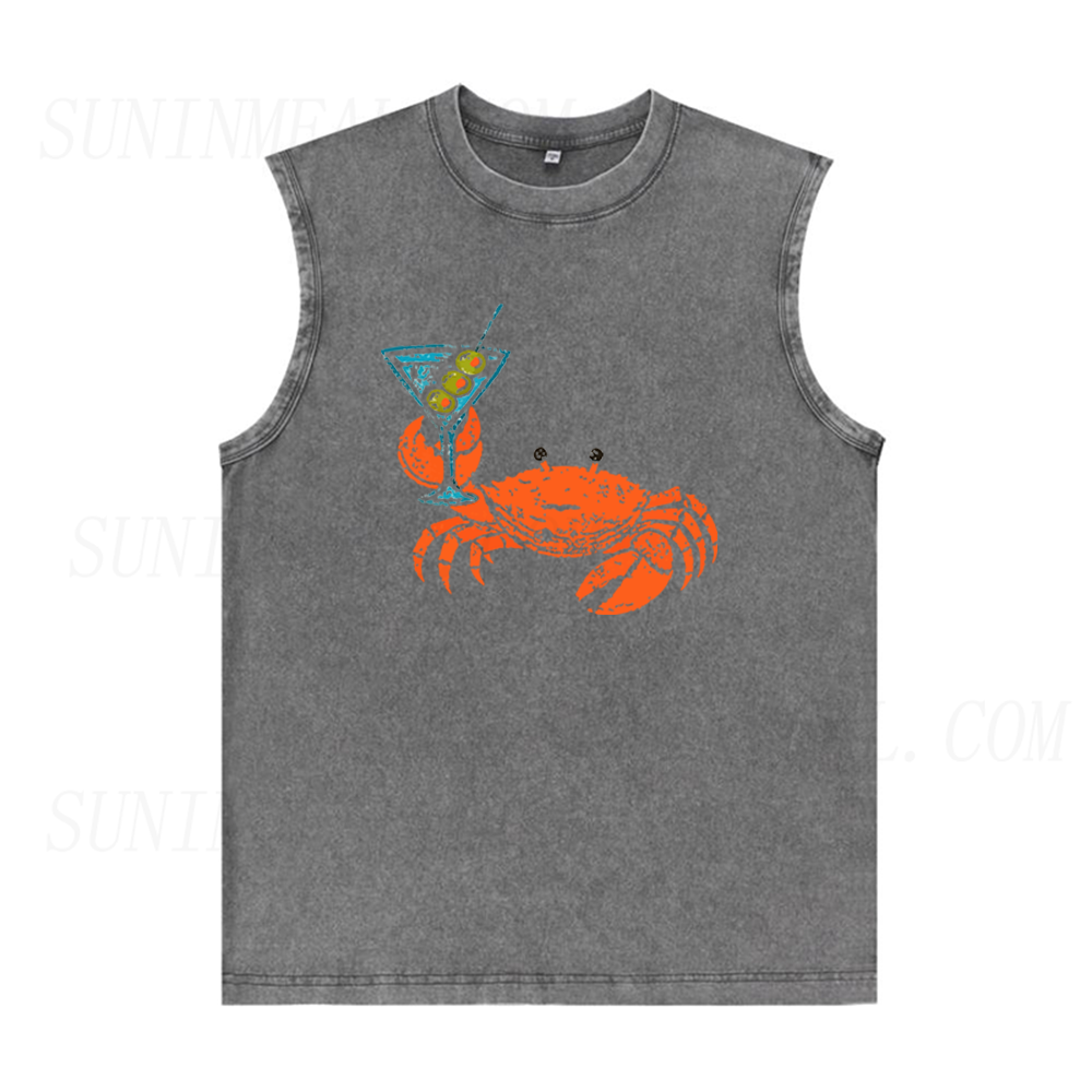 Funny Crab Holding Cocktail Unisex Tank Top