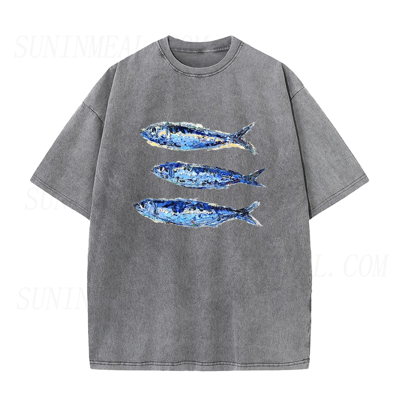Oil Painting Style Sardines Unisex Tee