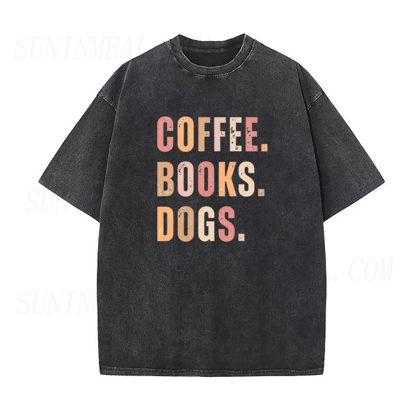Coffee Books Dogs Unisex Tee