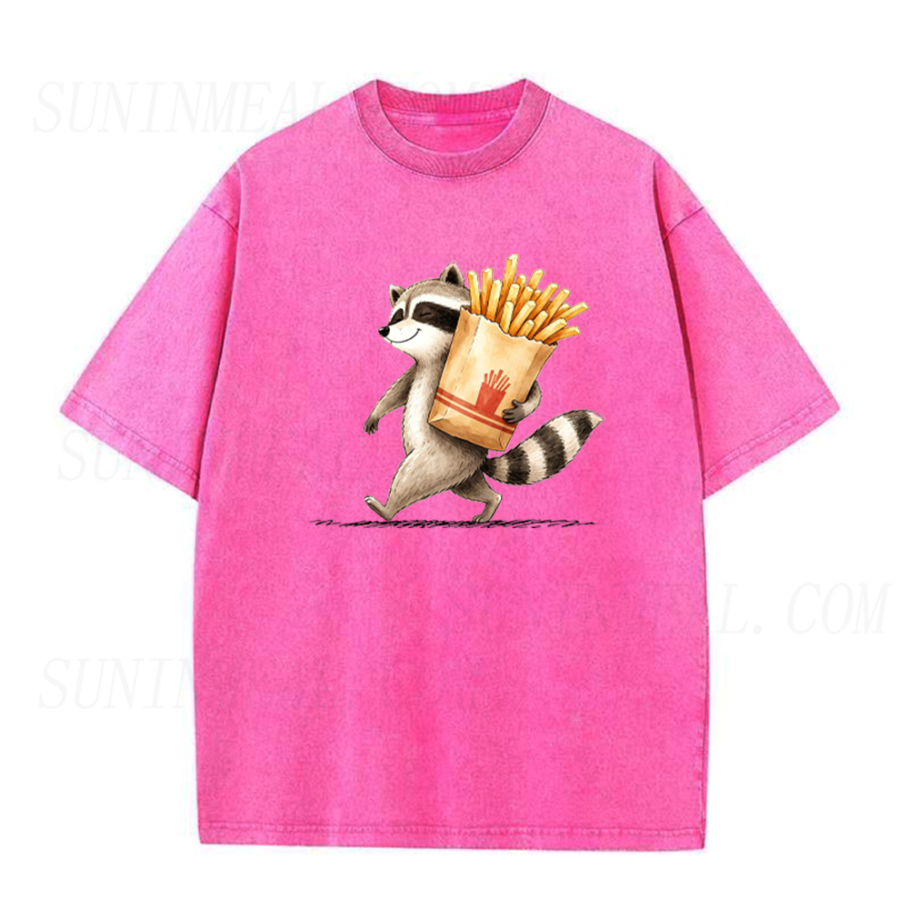 Happy Raccoon With French Fries Unisex Tee