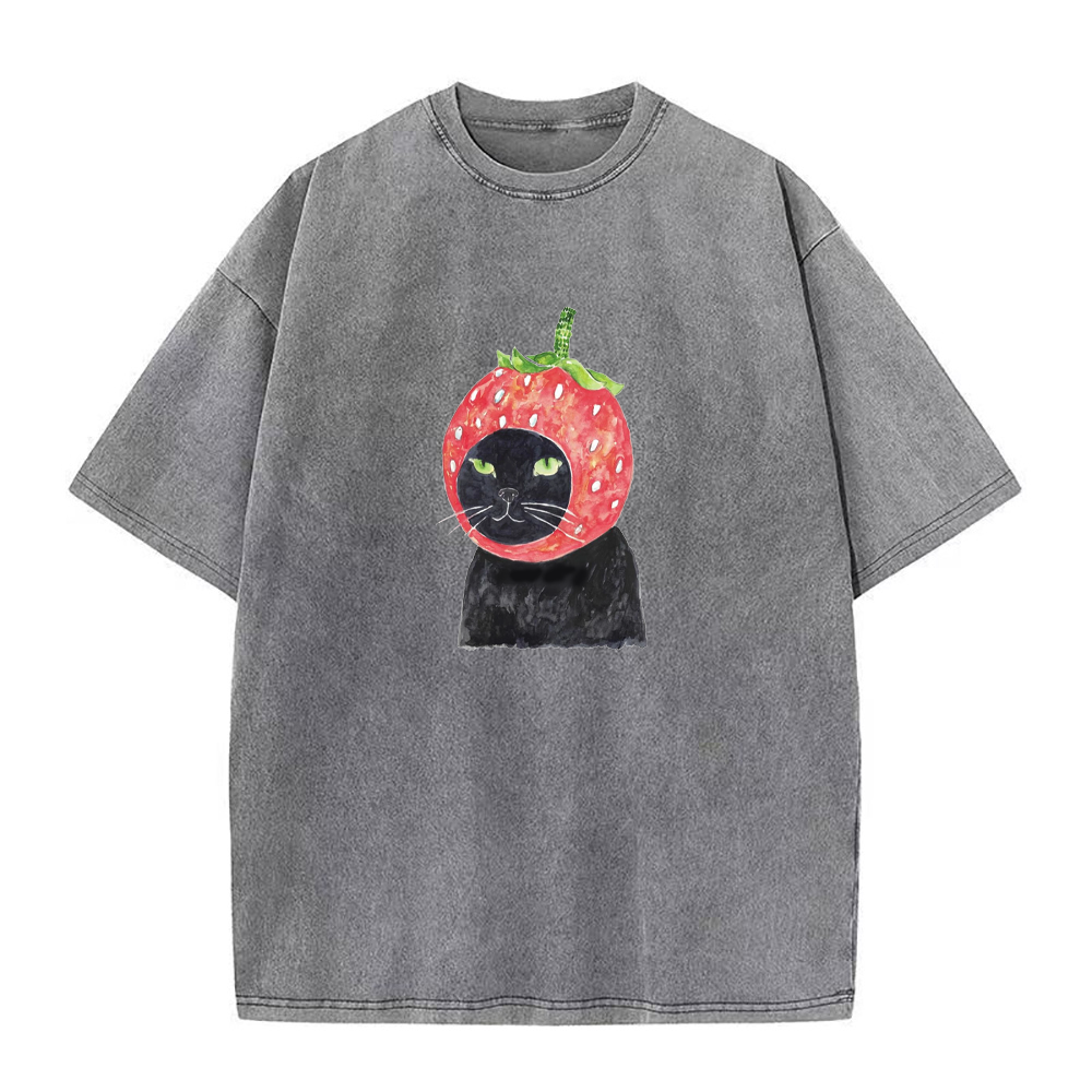 猫イチゴユニセックスTシャツ
