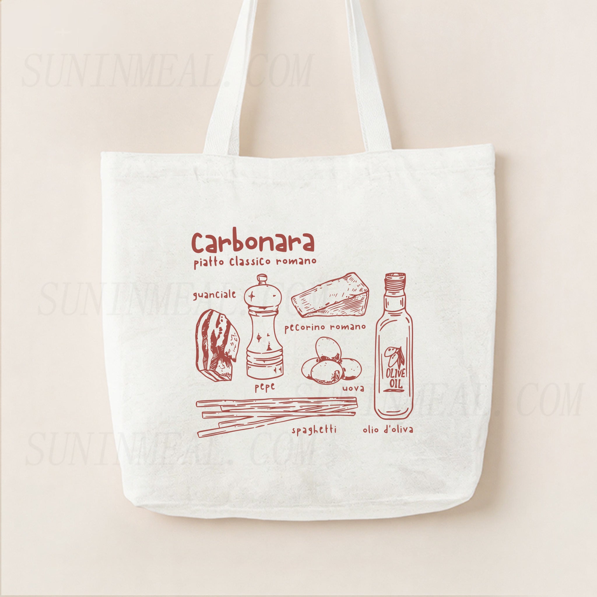 Carbonara Roma Pasta Canvas Tote Bag