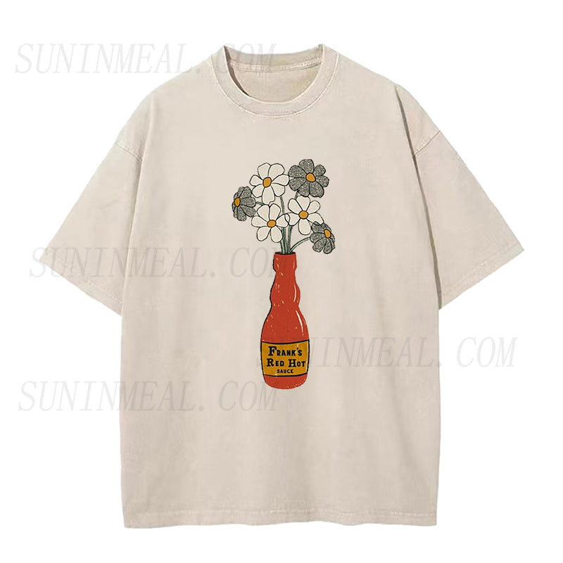 Hot Sauce Vase with Flowers Unisex Tee