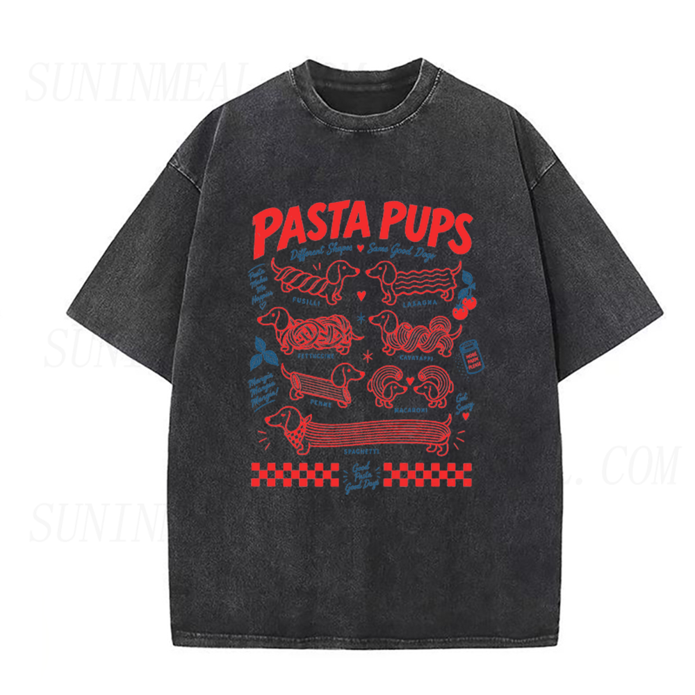 Pasta Pups Cute Dachshund Graphic Unisex Tee