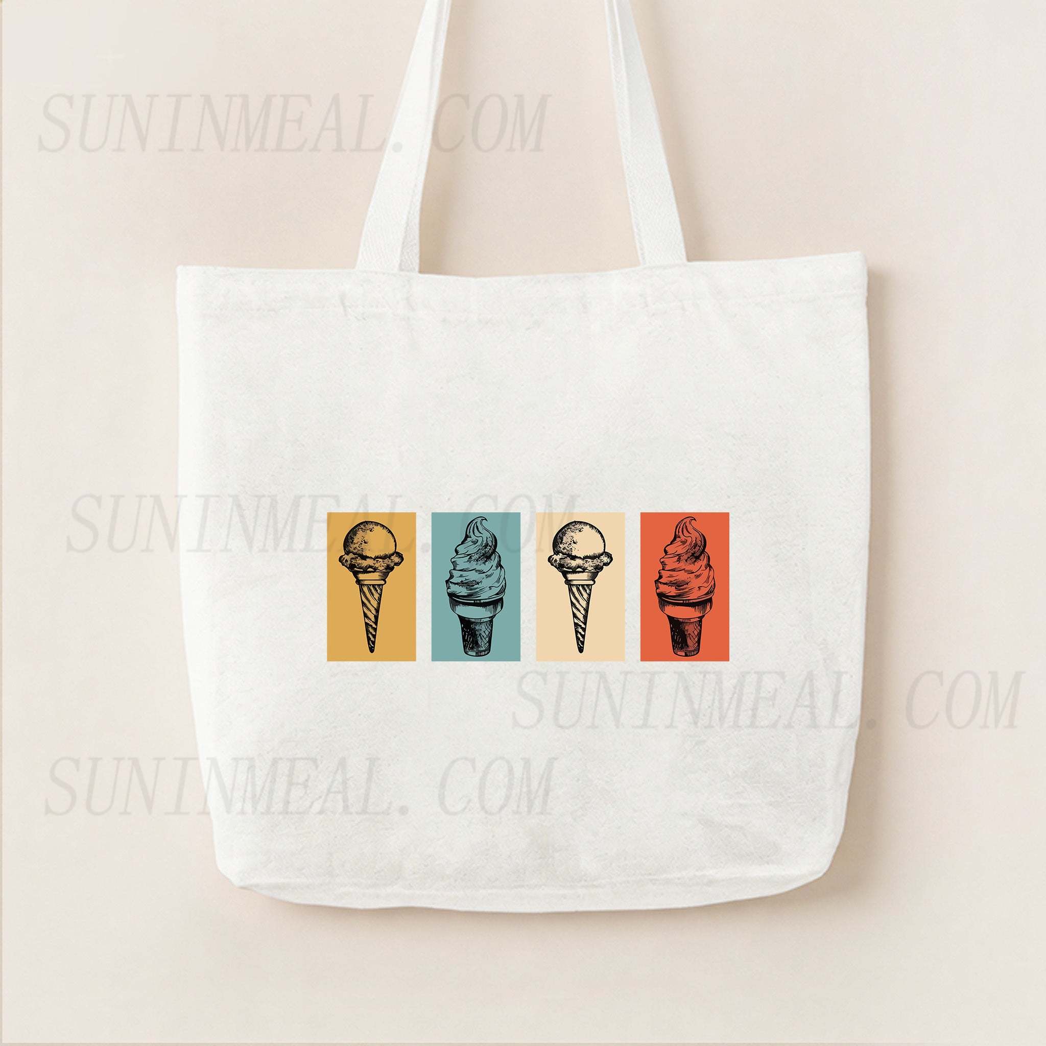 Retro Ice Cream Canvas Tote Bag