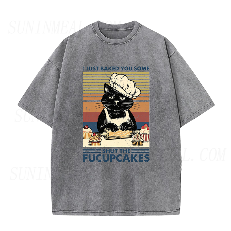Retro Shut The Fucupcakes Cat Unisex Tee