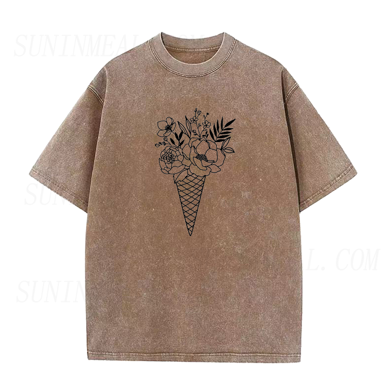 Floral Ice Cream Cone Unisex Tee