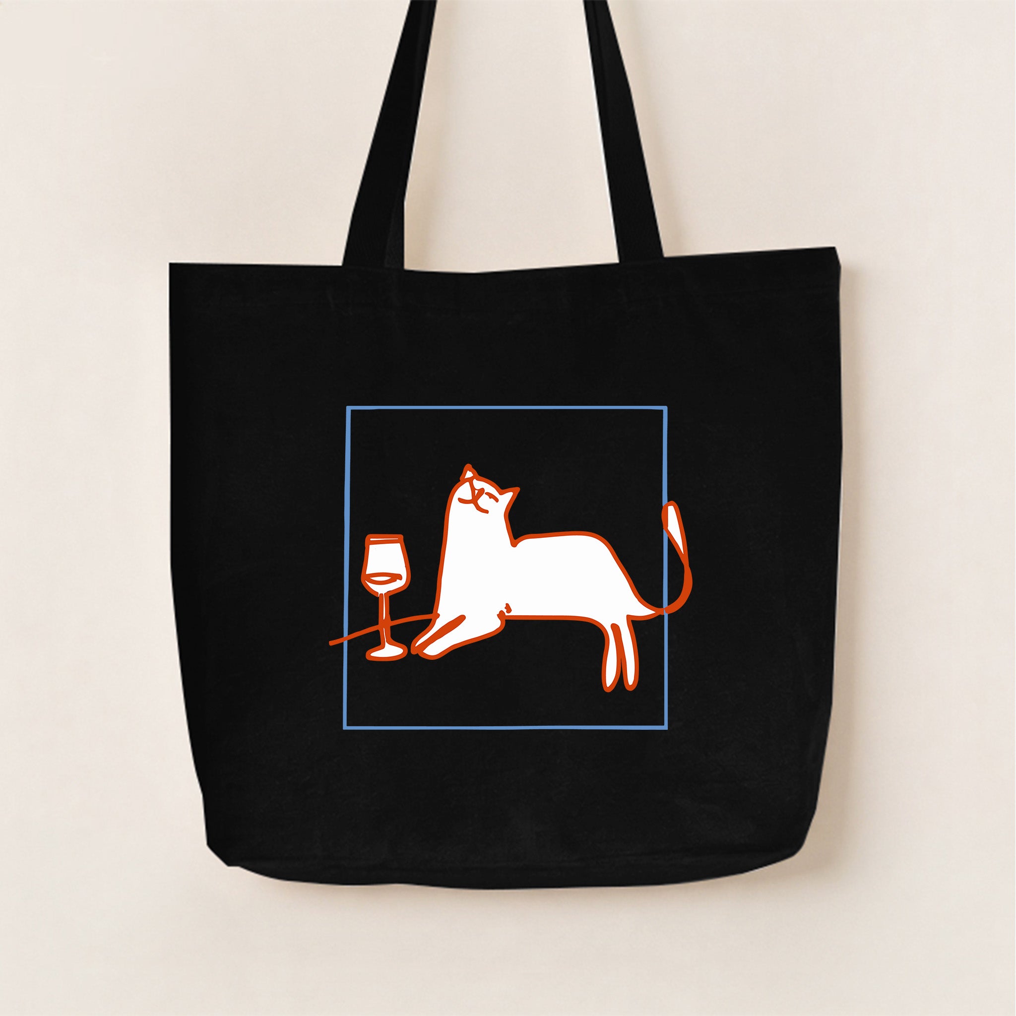 Orange Cat with Wine Canvas Tote Bag