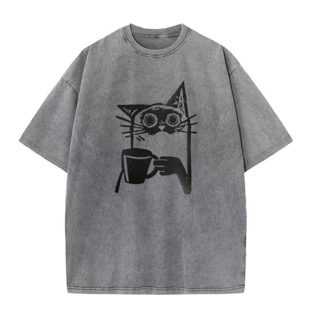 cat drinking coffee Unisex Tee
