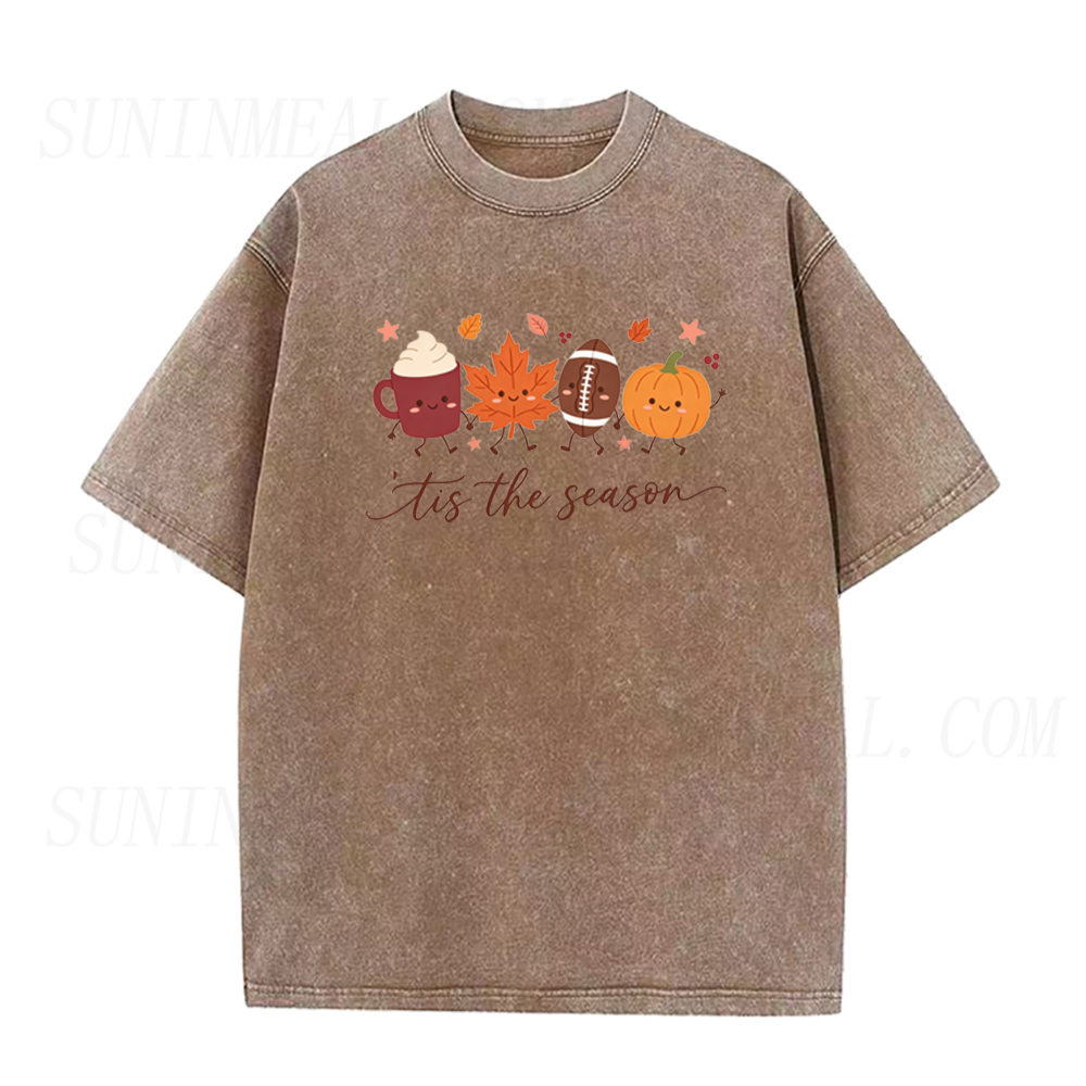 'Tis The Season Cartoon Pumpkin Coffee Unisex Tee
