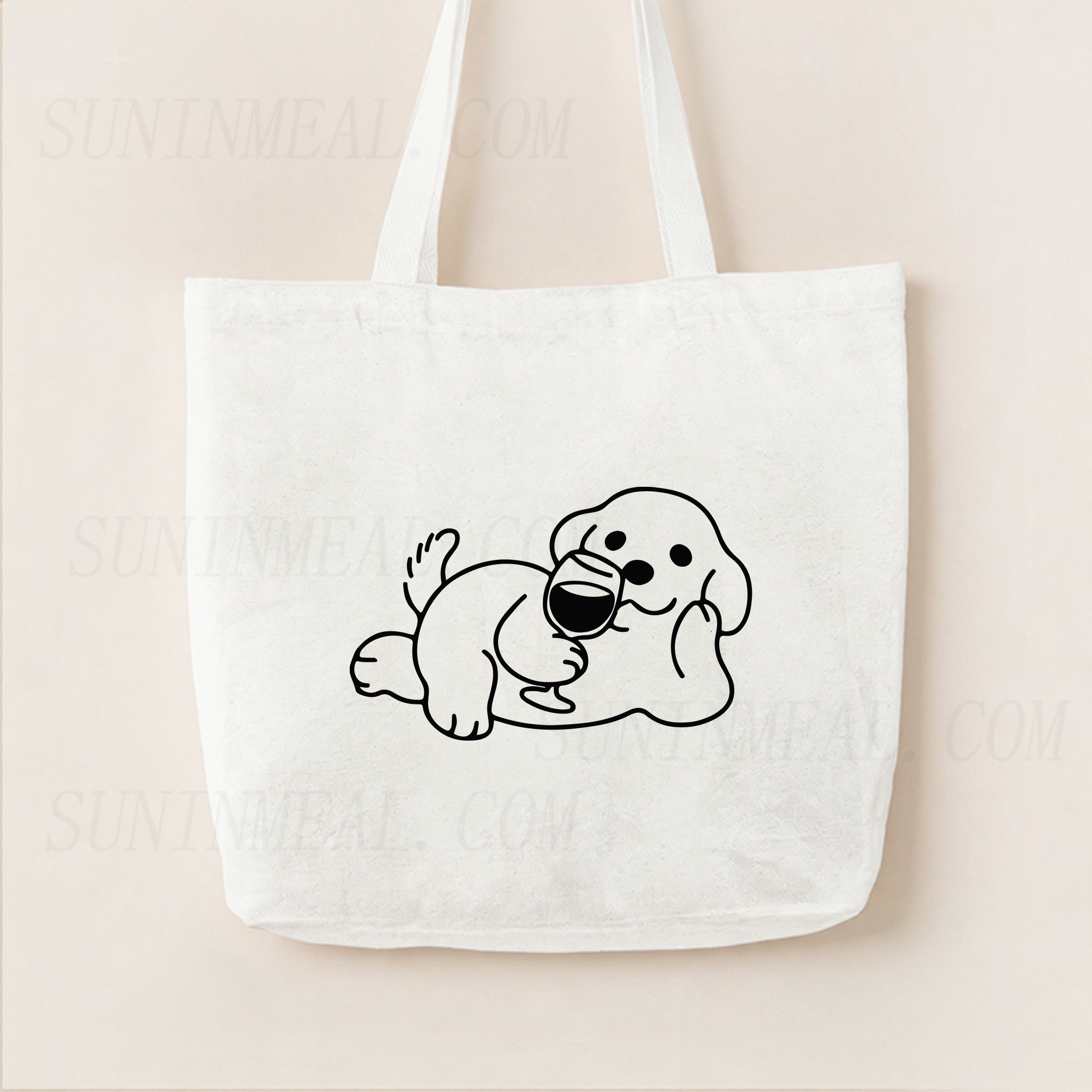Wine Dog Canvas Tote Bag