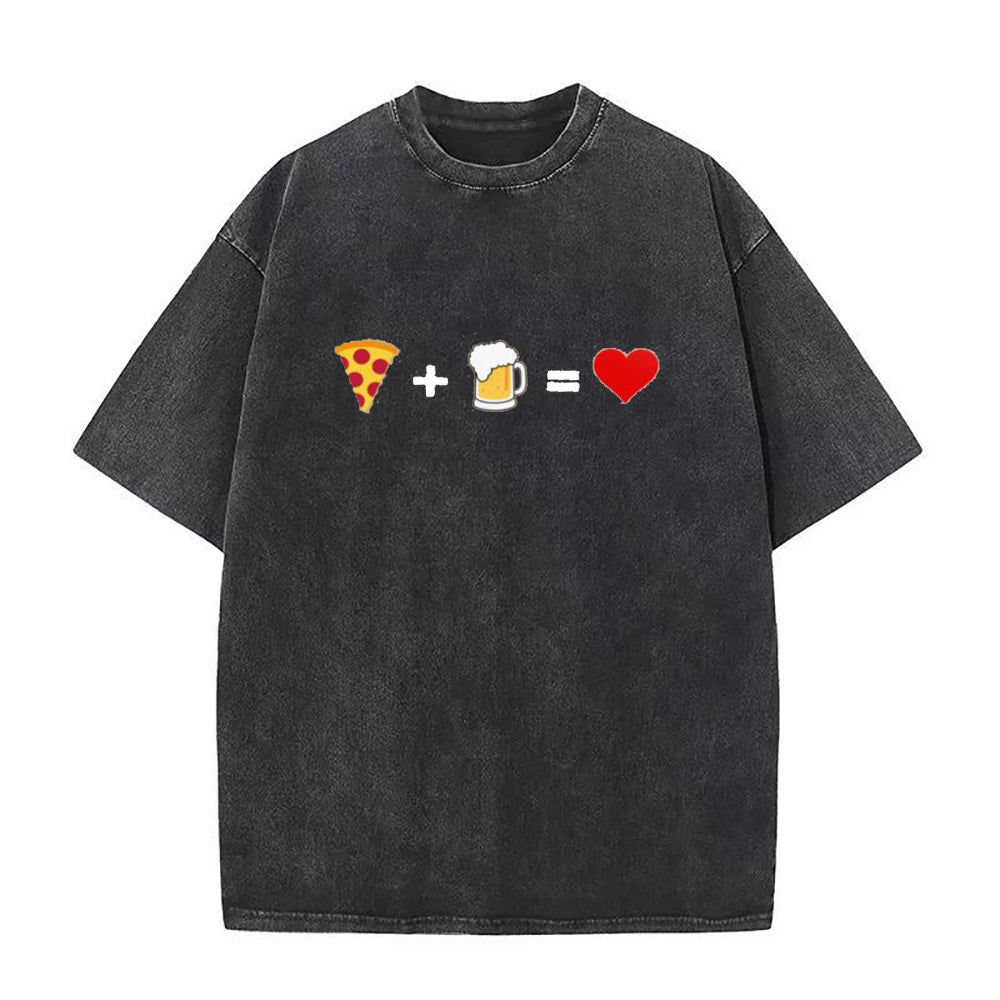 ピザとビールが大好きユニセックスTシャツ