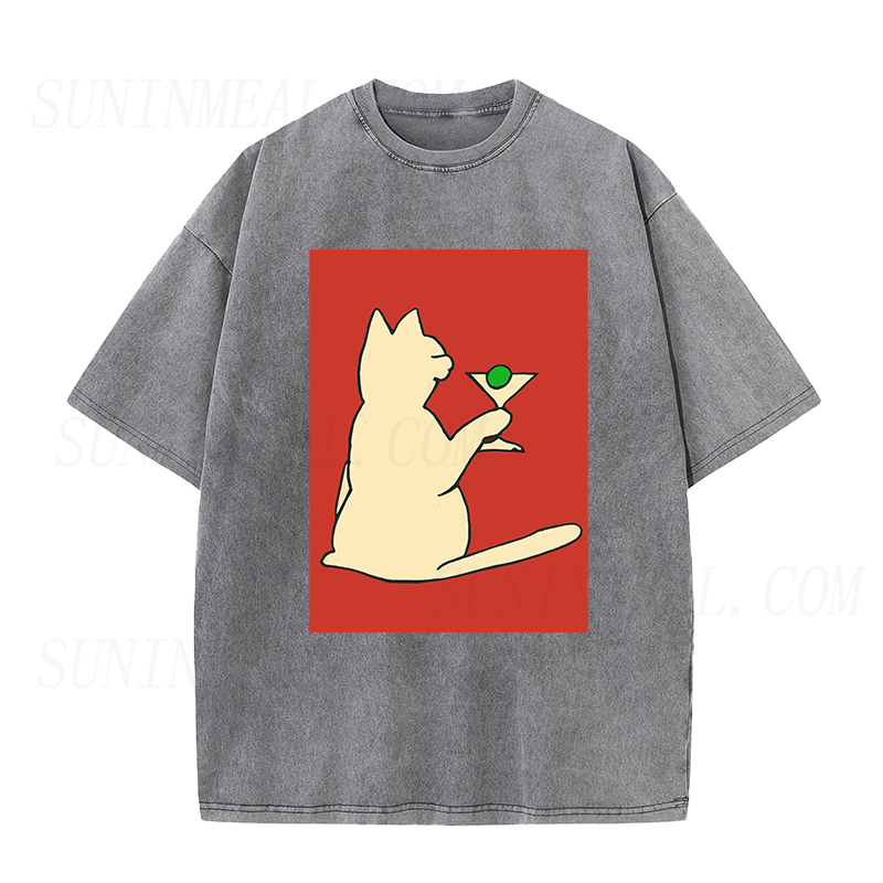 Red Cat with Martini unisex Tee