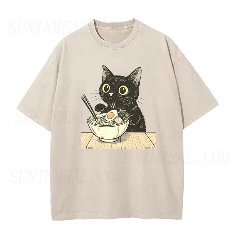 Cat Eating Ramen Unisex Tee