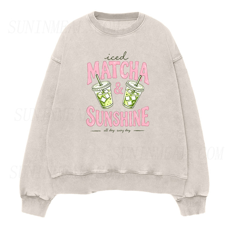 Iced Matcha & Sunshine Unisex Crewneck Sweatshirt