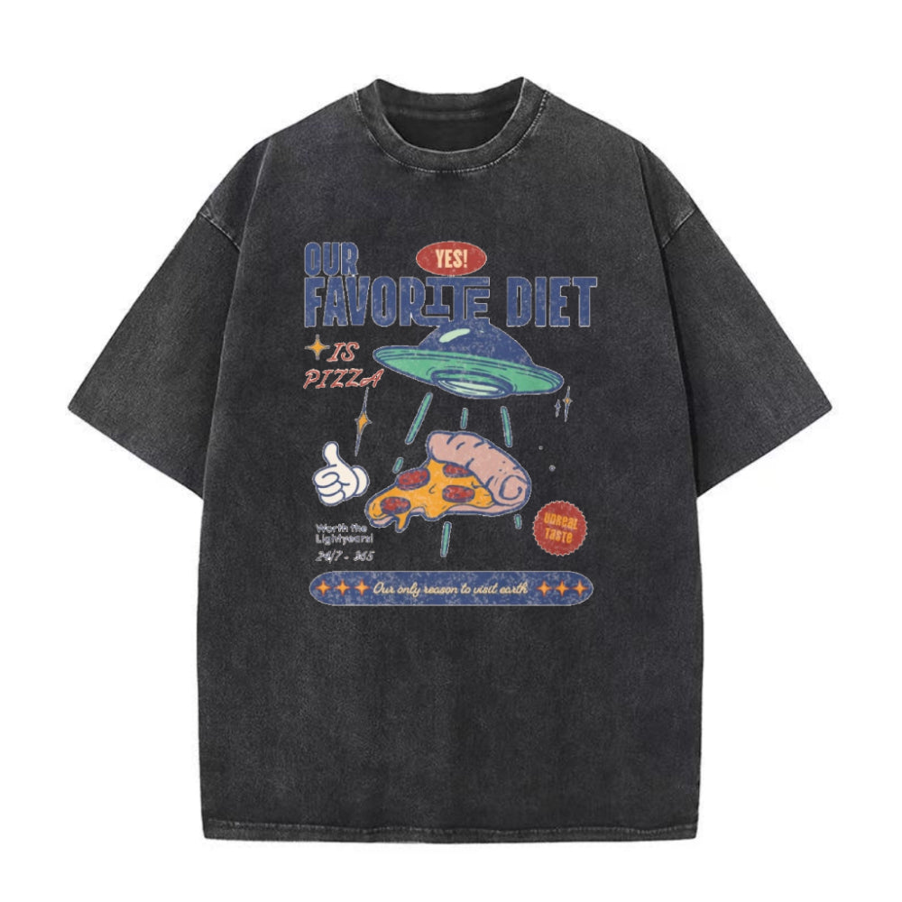 UFO 私たちのお気に入りの食事はピザ ユニセックスTシャツ