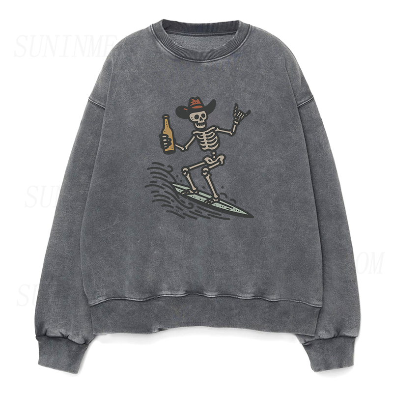 Vintage Surfer Skeleton Unisex Crewneck Sweatshirt