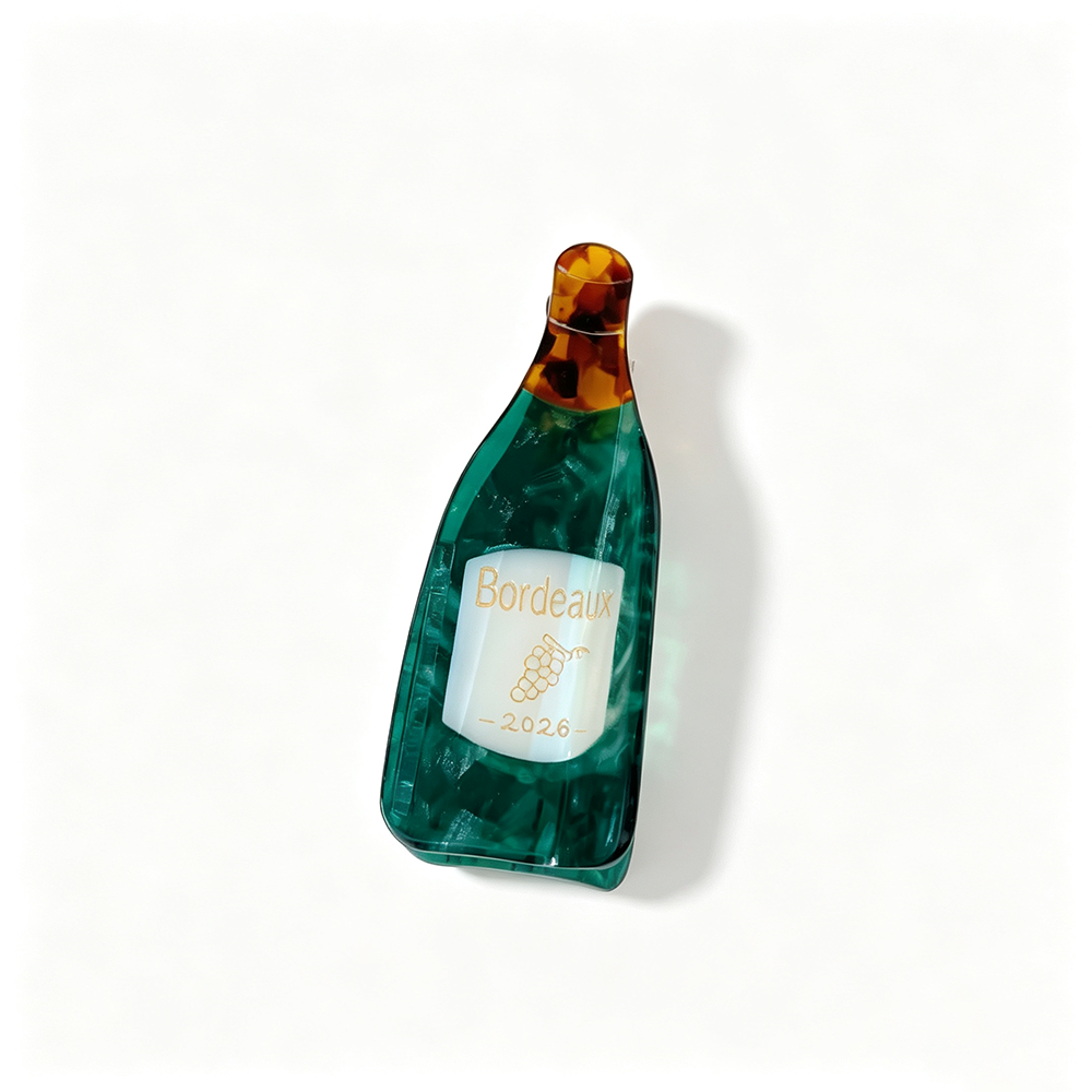 Green Wine Bottle Hair Claw Clip