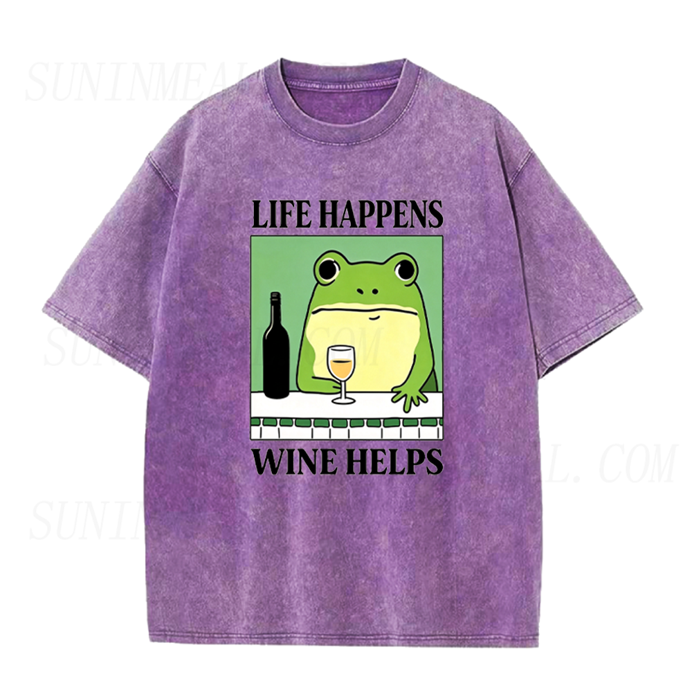 Life Happens Wine Helps Frog Unisex Tee