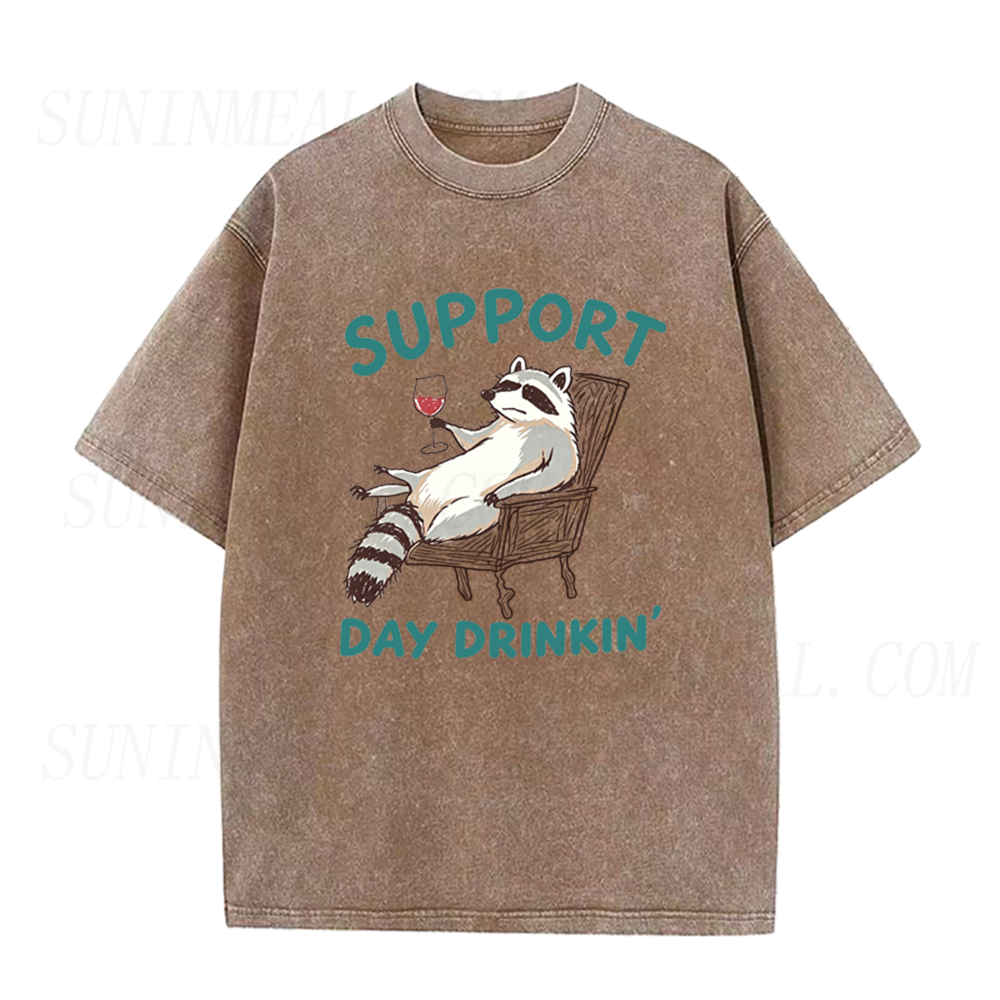 Support Day Drinkin Raccoon Unisex Tee