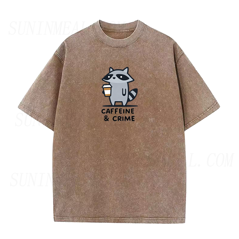Caffeine and Crime Raccoon Tee