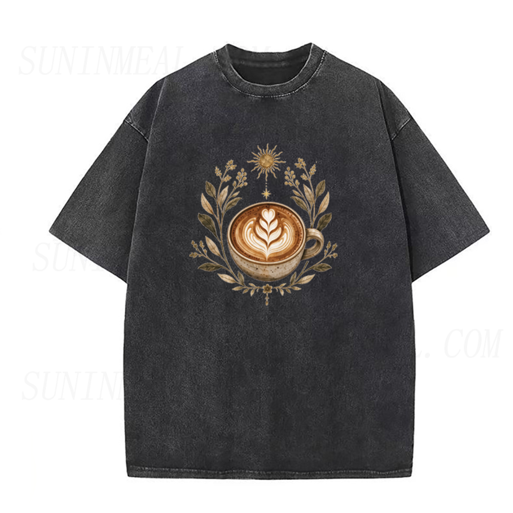 Vintage Floral Sun Coffee Cup Graphic Unisex Tee