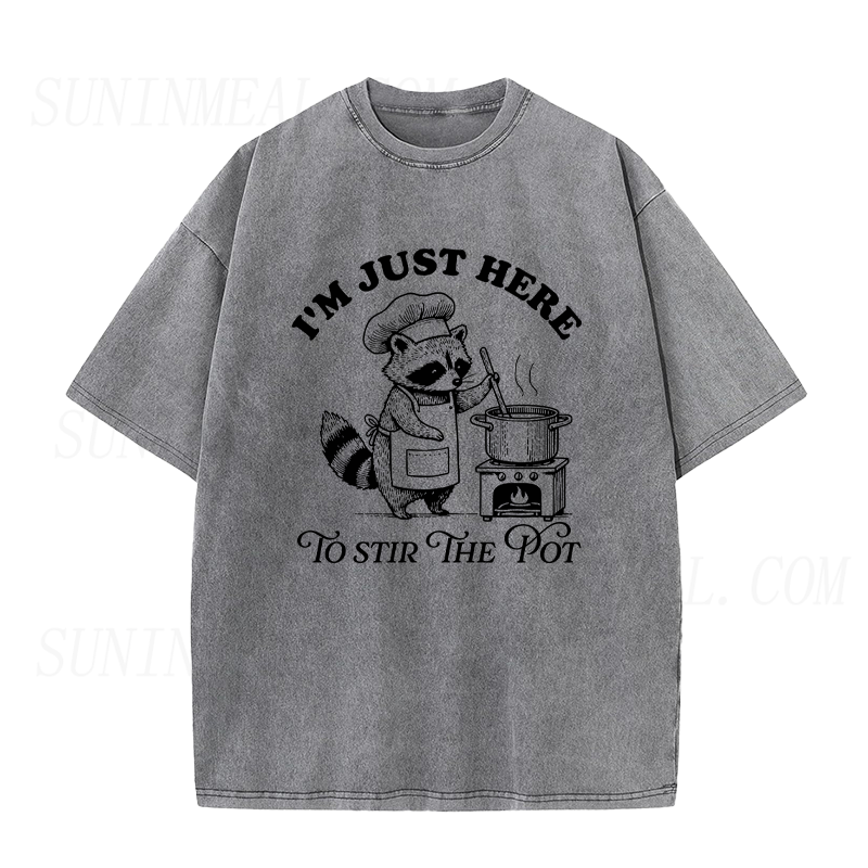 Im Just Here To Stir The Pot Raccoon Chef Unisex Tee