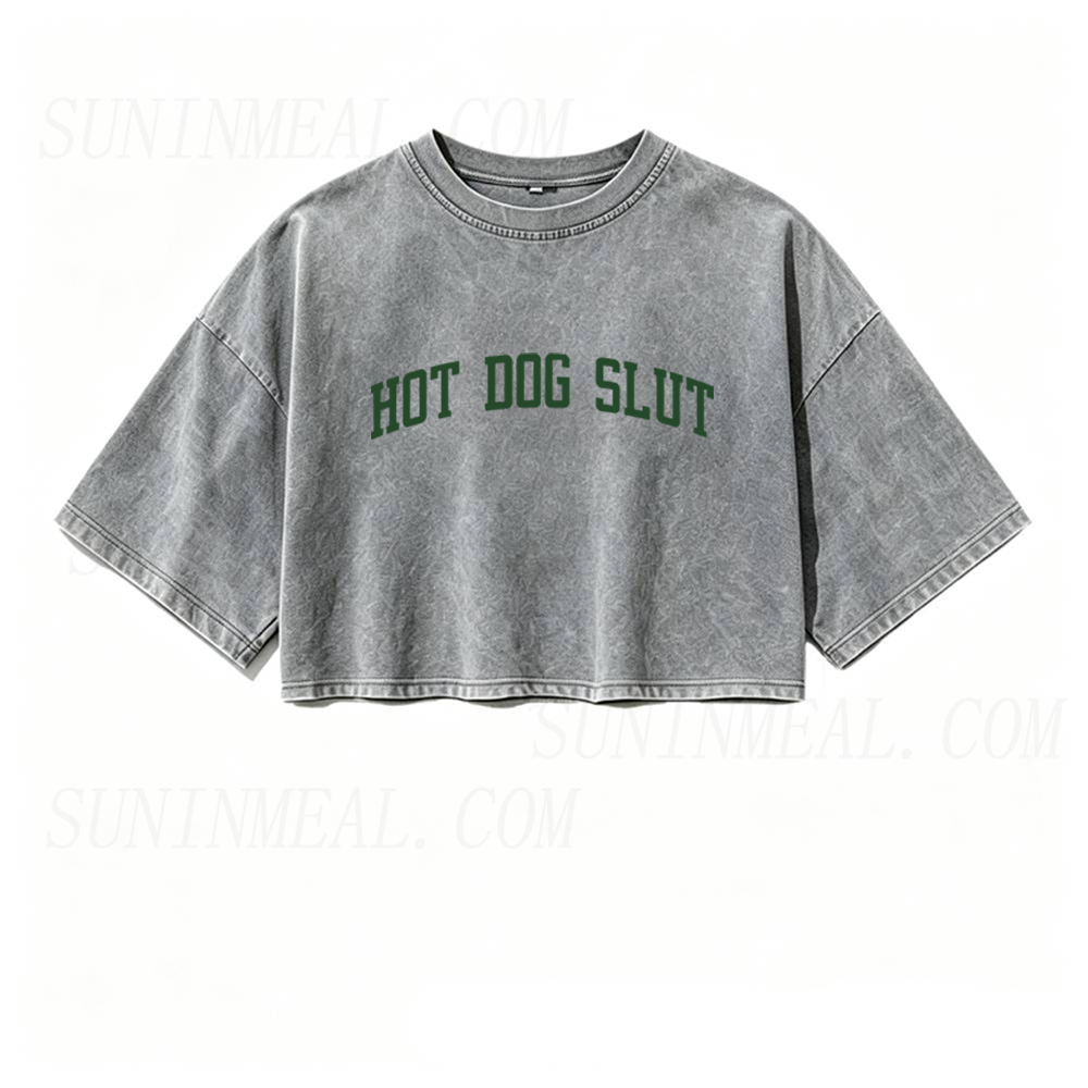 Hot Dog Slut Oversized Crop Tee