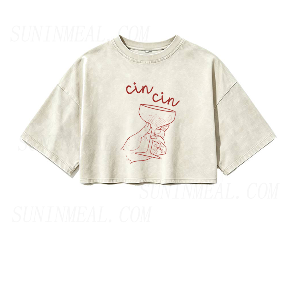 Cin Cin Wine Oversized Crop Tee