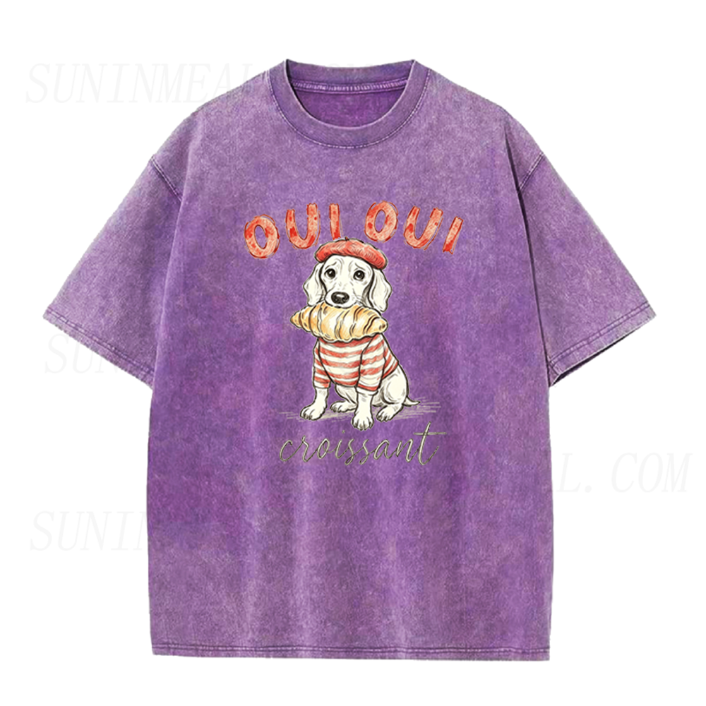 Oui Oui Dog & Croissant Unisex Tee