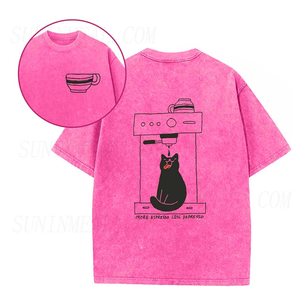 Cat Coffee More Espresso Less Depresso Unisex Tee