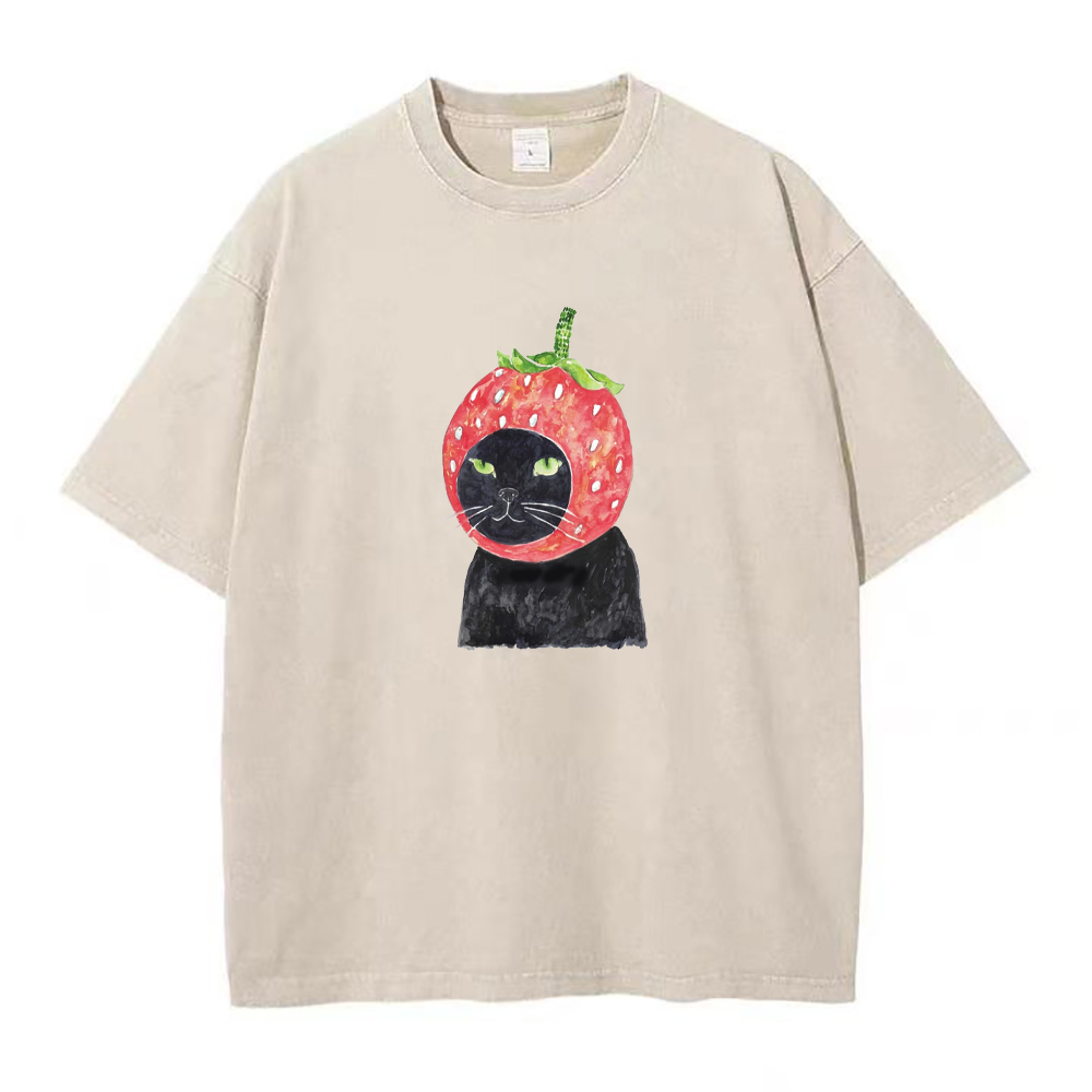 猫イチゴユニセックスTシャツ