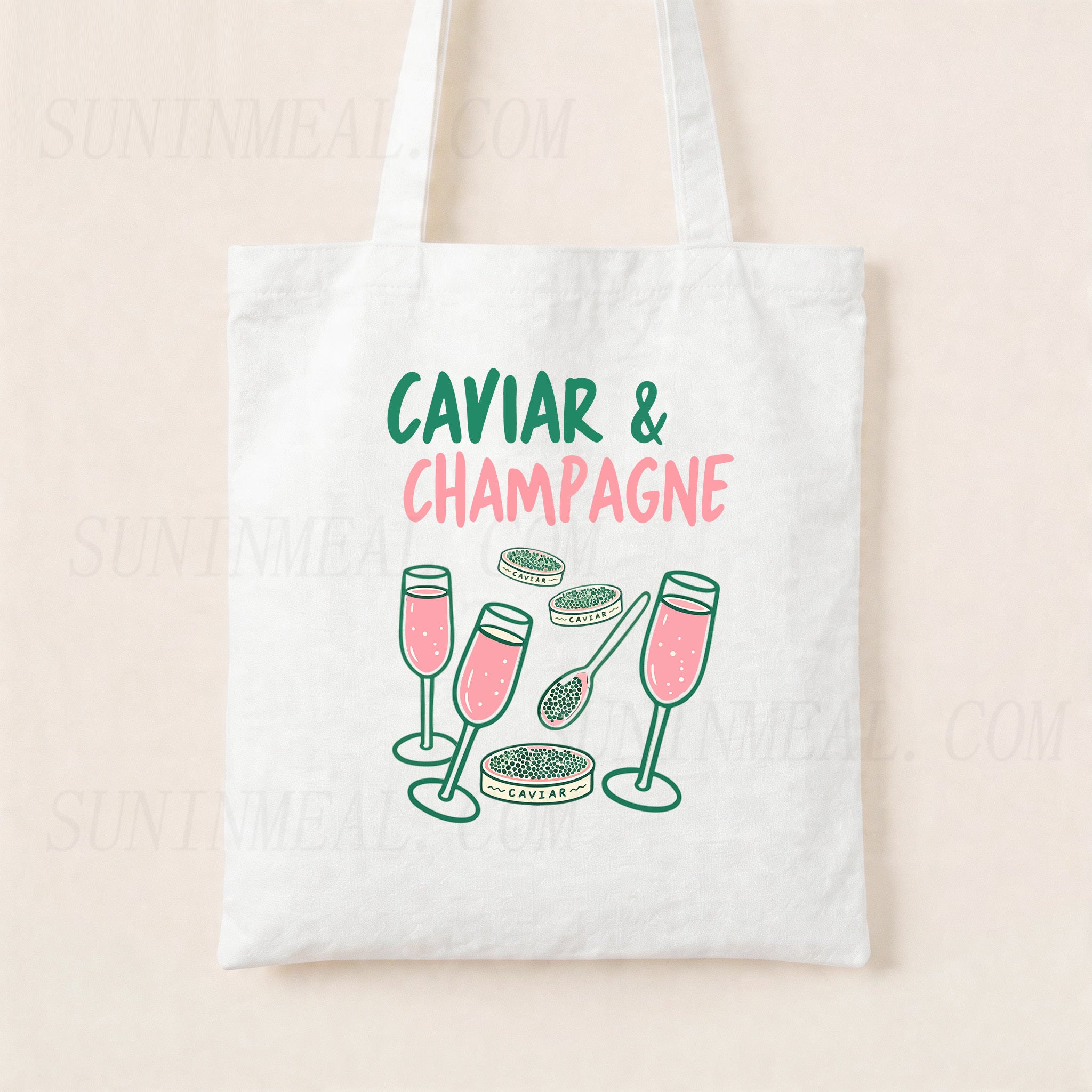 Caviar & Champagne Canvas Tote Bag