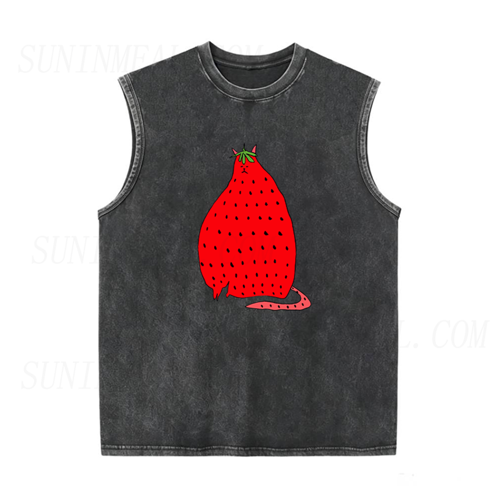 Strawberry Cat Unisex Tank Top
