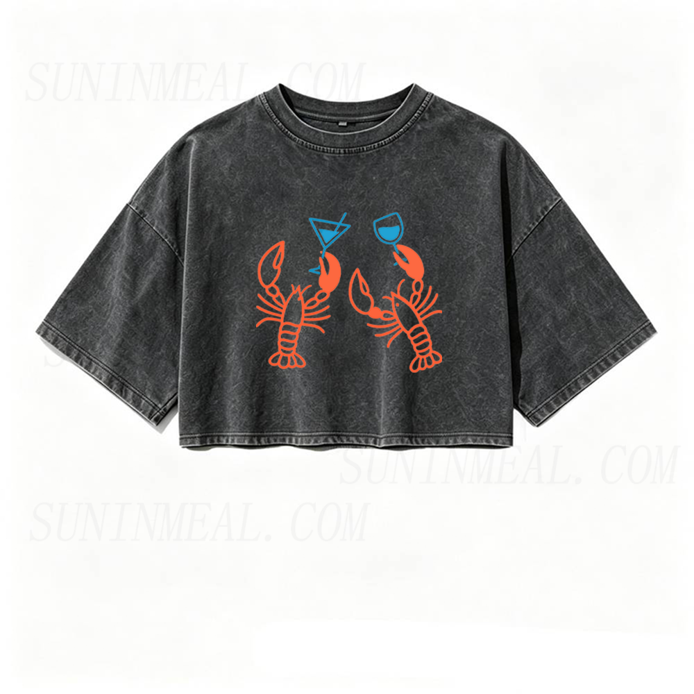 Martini Lobster Oversized Crop Tee